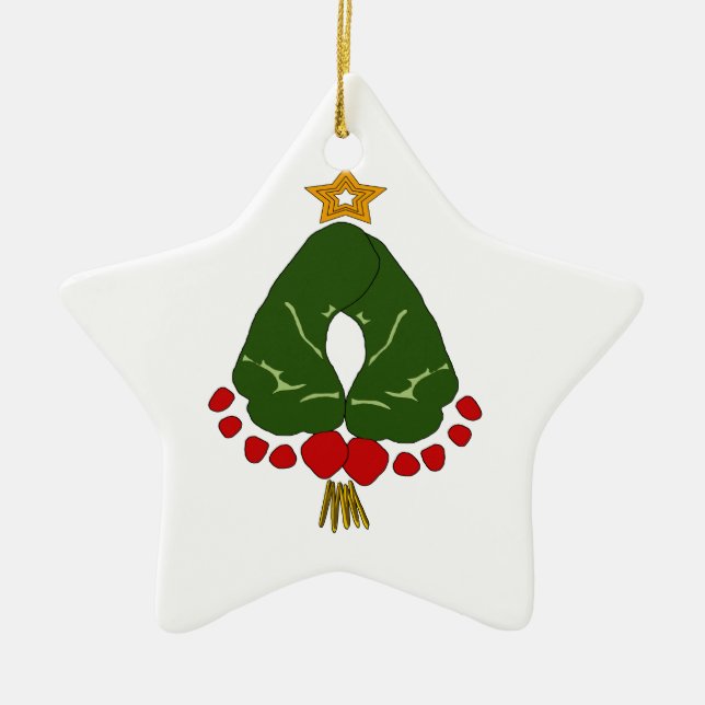 Baby's First Christmas Footprint Tree Ceramic Tree Decoration (Front)
