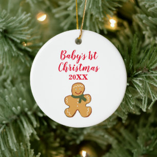 Baby's First Christmas Gingerbread Man Ceramic Tree Decoration