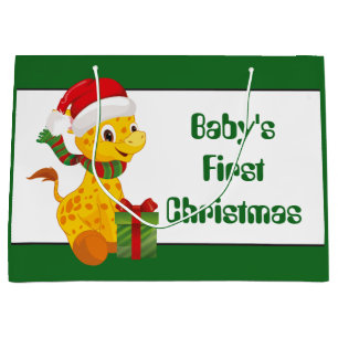 Baby's First Christmas giraffe unisex gift bag