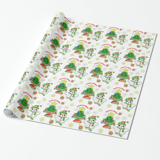 Baby's First Christmas Glossy Wrapping Paper (Unrolled)