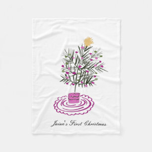 Baby's First Christmas Hand Drawn Tree Fleece Blanket