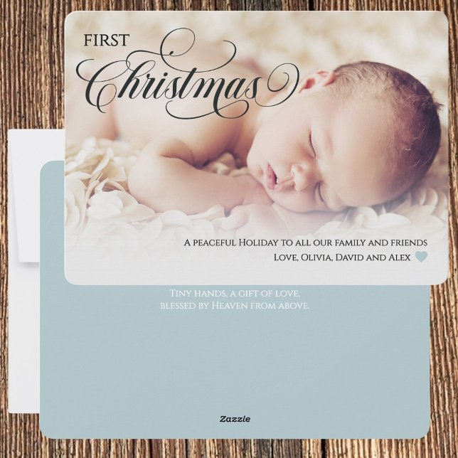 Baby's First Christmas Heart Flat Holiday Card (Creator Uploaded)
