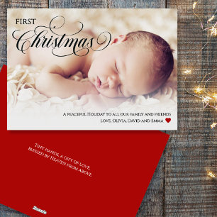 Baby's First Christmas Heart Flat Holiday Card