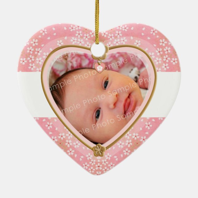 Baby's First Christmas Heart Frame Ceramic Tree Decoration (Back)