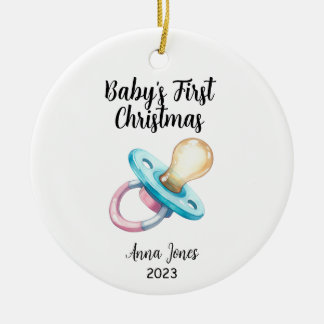 Baby's First Christmas Holiday Pacifier Ceramic Tree Decoration