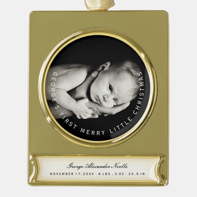 Baby's First Christmas Holiday Photo Ornament (Front)