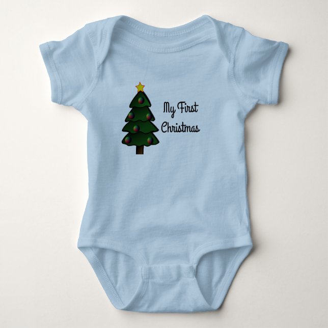 Babys First Christmas Jersey Baby Bodysuit (Front)