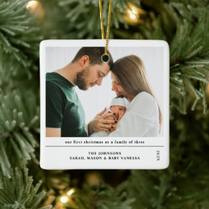 Babys First Christmas Joyful Birth Announcement Ceramic Ornament