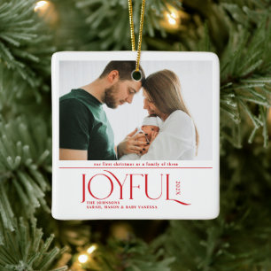 Babys First Christmas Joyful Birth Announcement Ceramic Ornament