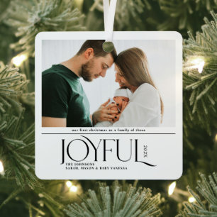 Babys First Christmas Joyful Birth Announcement Metal Tree Decoration