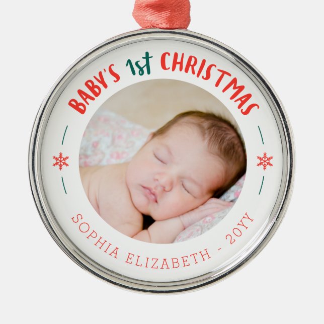 Baby's First Christmas Keepsake Metal Tree Decoration (Front)