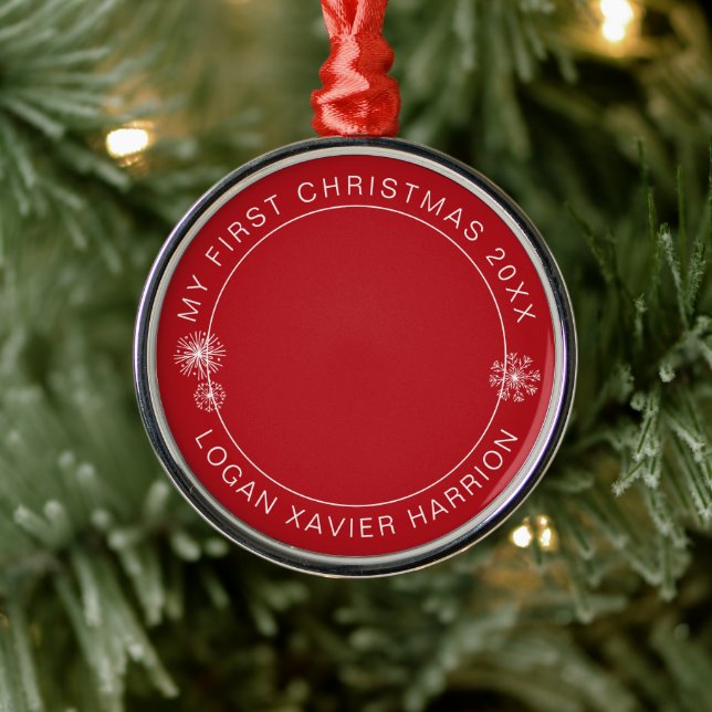 Baby's First Christmas Keepsake Photo Metal Tree Decoration (Tree)