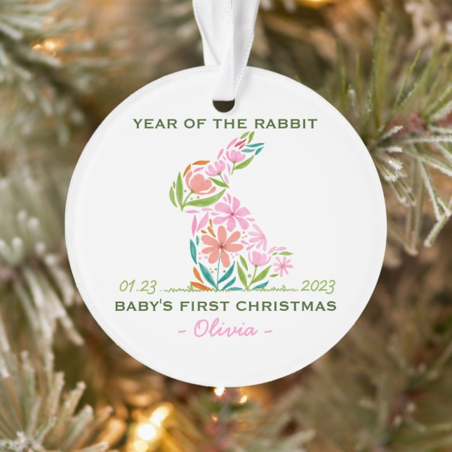 Baby's First Christmas Lunar New Year Rabbit  Ornament (Tree)