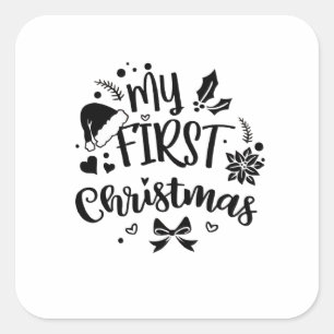 Baby's First Christmas Matching Family Square Sticker