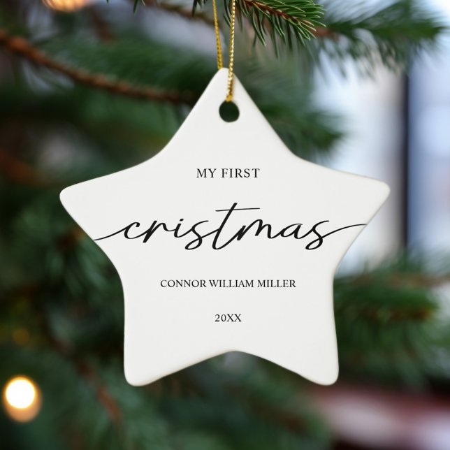 Baby's First Christmas Minimal Elegant Modern Ceramic Tree Decoration (Baby's First Christmas Minimal Elegant Modern Ceramic Ornament)