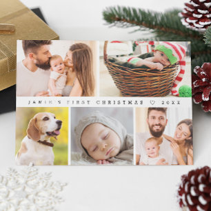 Baby's First Christmas Modern Custom Photo Happy Holiday Card