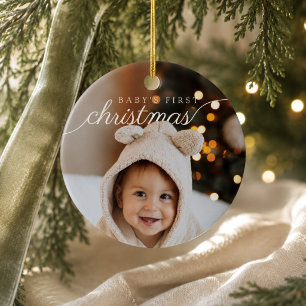 Baby's First Christmas Modern Photo Ceramic Tree Decoration