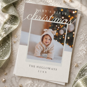Baby's First Christmas Modern Photo Holiday Card