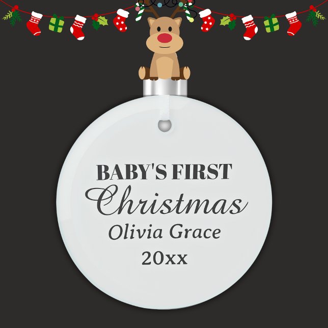 Baby's First Christmas Name Year Keepsake Glass Tree Decoration (Creator Uploaded)