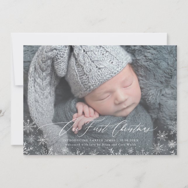 Baby's First Christmas Newborn Holiday Card (Front)