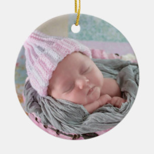Baby's First Christmas Newborn Photo Keepsake Ceramic Tree Decoration