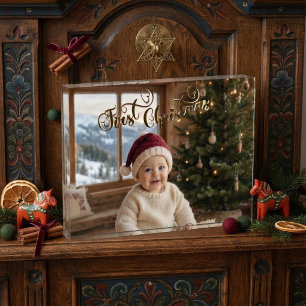 Baby's First Christmas Nordic Chalet Alpine Snow Photo Block
