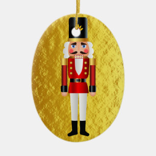 Baby's First Christmas Nutcracker Gold Personalise Ceramic Tree Decoration