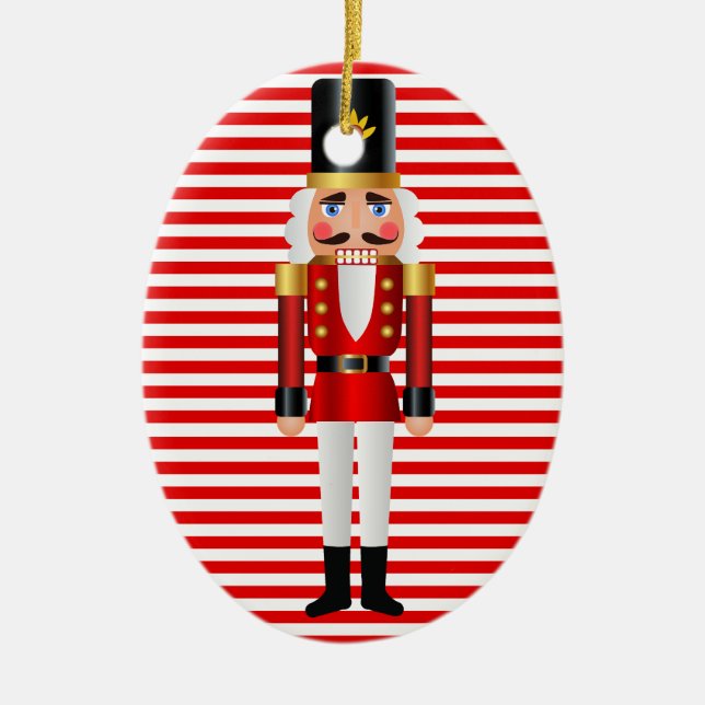 Baby's First Christmas Nutcracker Personalise Ceramic Tree Decoration (Front)
