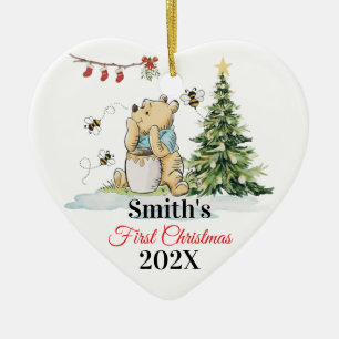 Baby's First Christmas Ornament Bear & Bees Cust