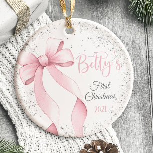 Baby's First Christmas Ornament Bow Coquette