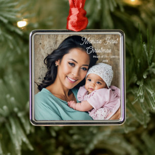 Baby's First Christmas Ornament, Photo Personalise Metal Tree Decoration