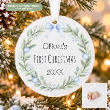 Baby's First Christmas Ornament Photo Wreath