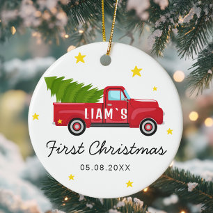 Baby's First Christmas Ornament – Red Truck &Tree
