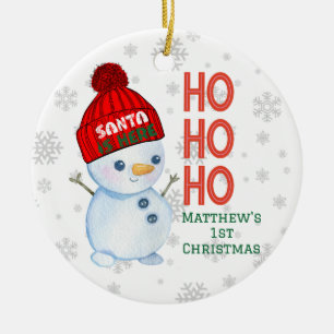 Baby's First Christmas Ornament, Snowman Design Ceramic Tree Decoration