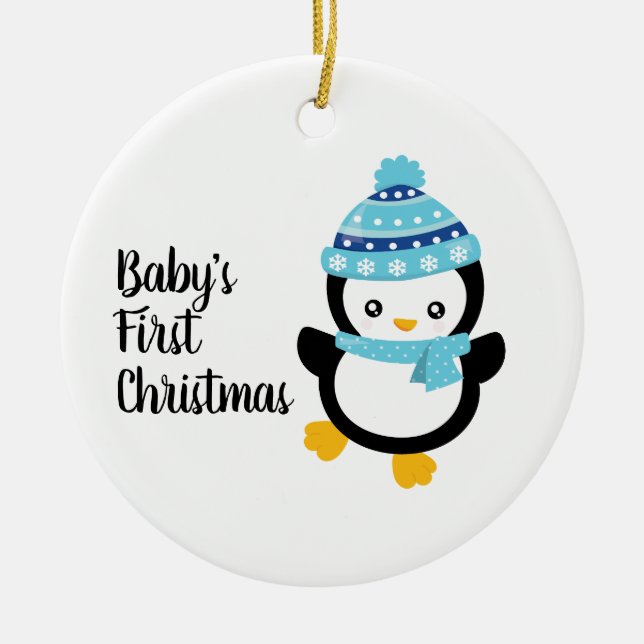 Baby's First Christmas Penguin Ceramic Tree Decoration (Front)