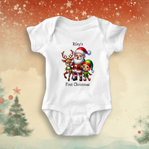 Baby's First Christmas Personalised Baby Bodysuit