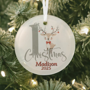 Baby's First Christmas Personalised Glass Tree Decoration