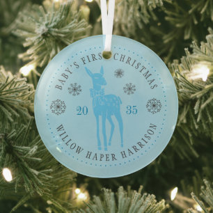 Baby's First Christmas Personalised Keepsake Glass Tree Decoration