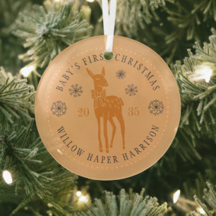 Baby's First Christmas Personalised Keepsake Glass Tree Decoration
