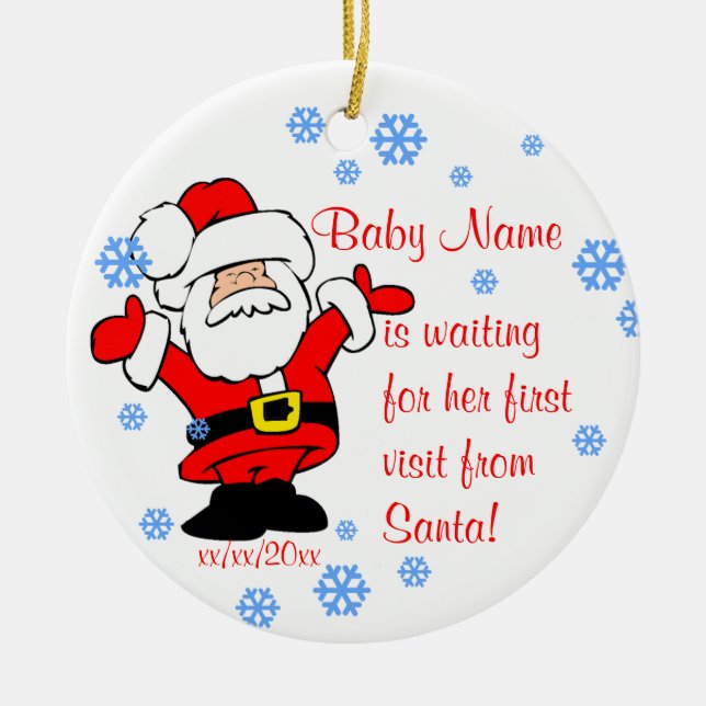 Baby's First Christmas Personalised Ornament (Front)