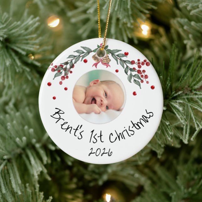 Baby's First Christmas Personalised Photo Ceramic Tree Decoration (Tree)