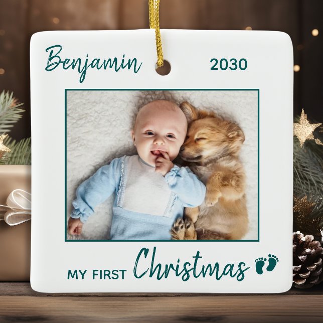 Baby's First Christmas Personalised Photo Holiday Ceramic Ornament (Creator Uploaded)