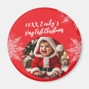 Baby's First Christmas Personalised Photo  Magnet