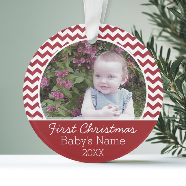 Baby's First Christmas Personalised Photo Ornament (Personalized Photo Ornament - First Christmas Theme)