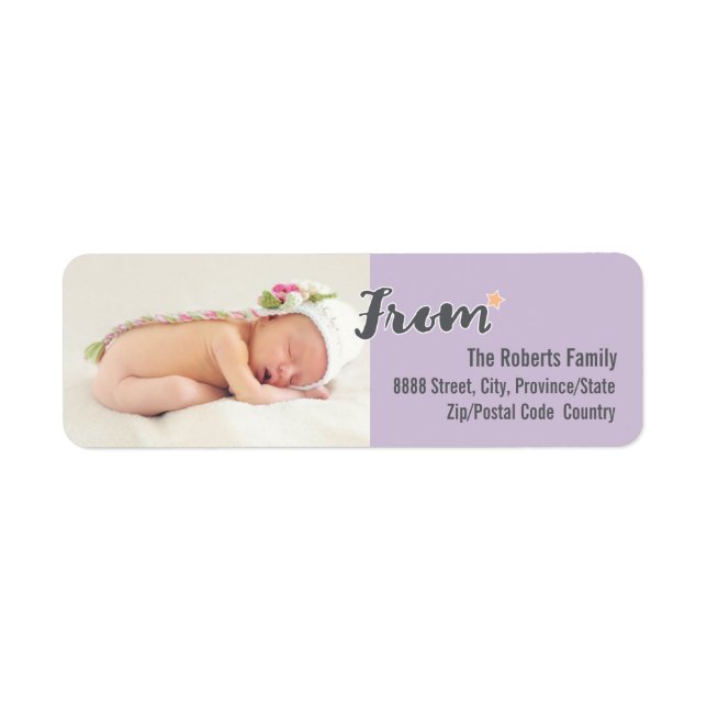 Baby's First Christmas Personalised Photo, purple (Front)