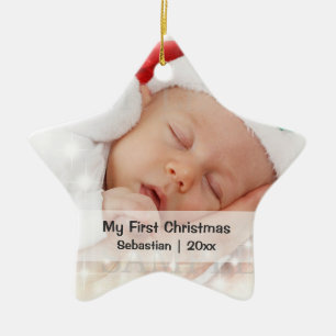 Baby's First Christmas Personalised Photo Template Ceramic Tree Decoration