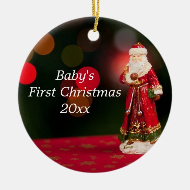Baby's First Christmas Personalised Santa Ornament (Front)