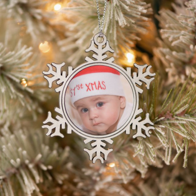 Baby's First Christmas Pewter Snowflake Ornament (Tree)