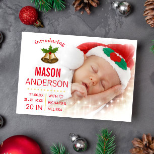 Baby's First Christmas Photo Birth Announcement