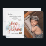 Baby's First Christmas Photo Card<br><div class="desc">A beautiful way to introduce your new arrival at Christmas times. (People photo created by mdjaff - www.freepik.com). (Watercolor vector created by rawpixel.com - www.freepik.com). The card is easy to customise with your wording, font, font colour and paper shape options. Not exactly what you're looking for? All our products can...</div>
